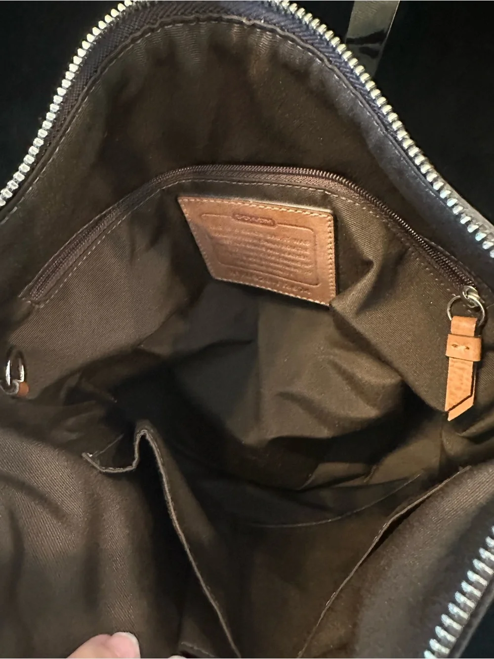 Coach #340 Stripe Brown Signature Canvas and Leather Crossbody